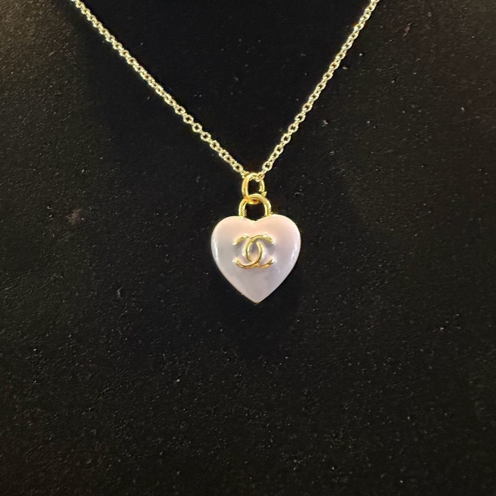 UPCYCLED CHANEL Gold and lilac Heart Necklace